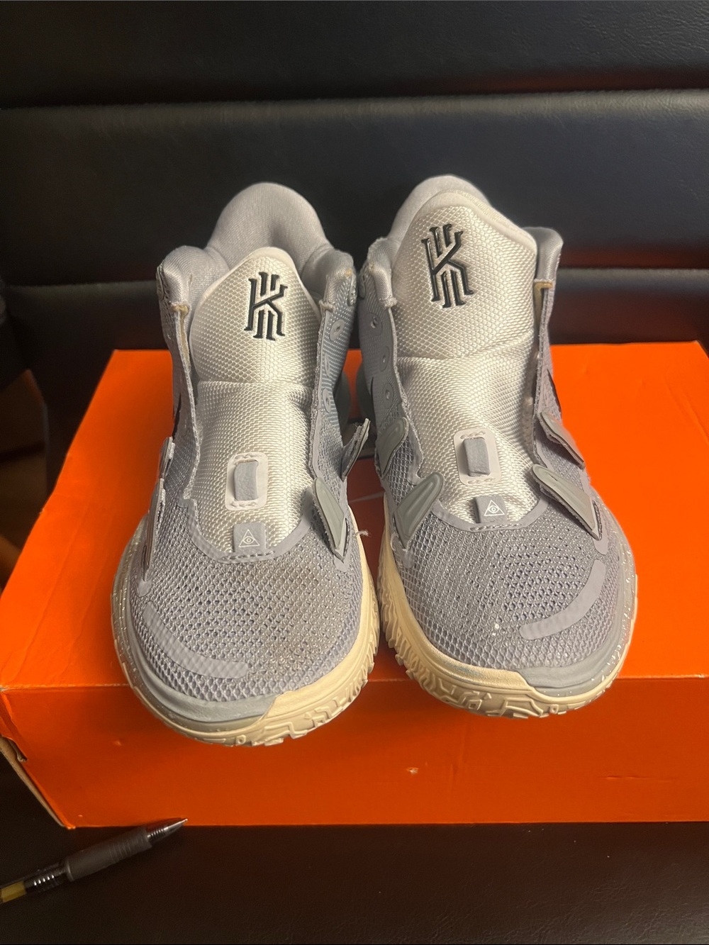 Nike Kids Grey and Off-White Basketball Sneakers